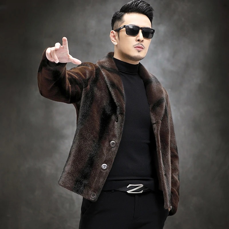 

2023 Men's Autumn Winter New Thick Warm Casual Coats Male Genuine Mink Fur Jackets Men Loose Buttons Real Fur Overcoats P474