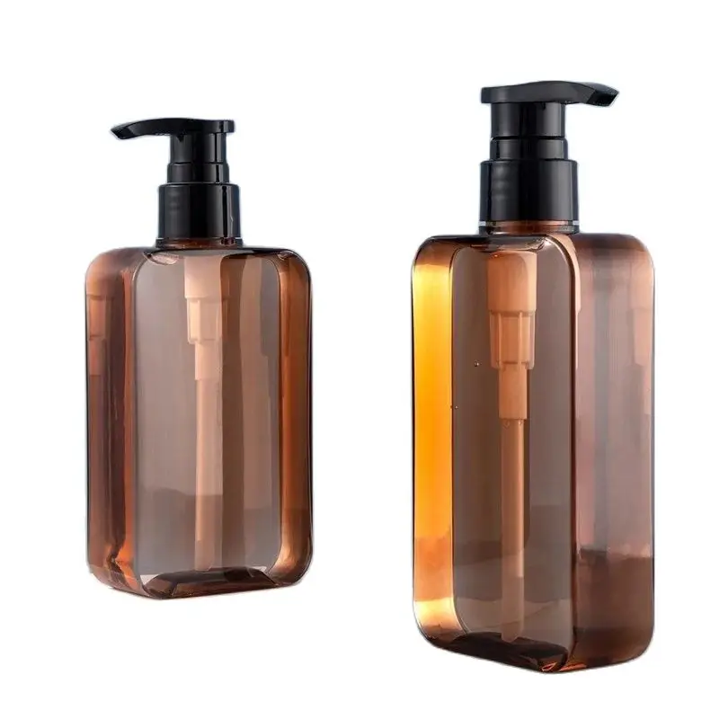 15Pcs Lotion Bottle Clear Brown Packing Cosmetic Container Refillable Bottle 200ml 300ml Packaging Empty Plastic Container