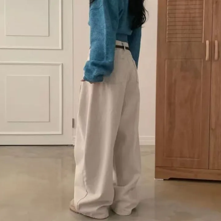 Pantalones de pierna ancha informales elegantes para mujer, pantalones holgados favorecedores de calle, ropa de trabajo neutra, pantalones largos de verano con cintura l