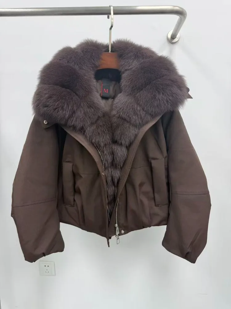 Women's Down Jacket with Hood Winter Puffer Coat Natural Fur Coat Lightweight Thermal Windproof Outdoor Travel Fashion Outerwear