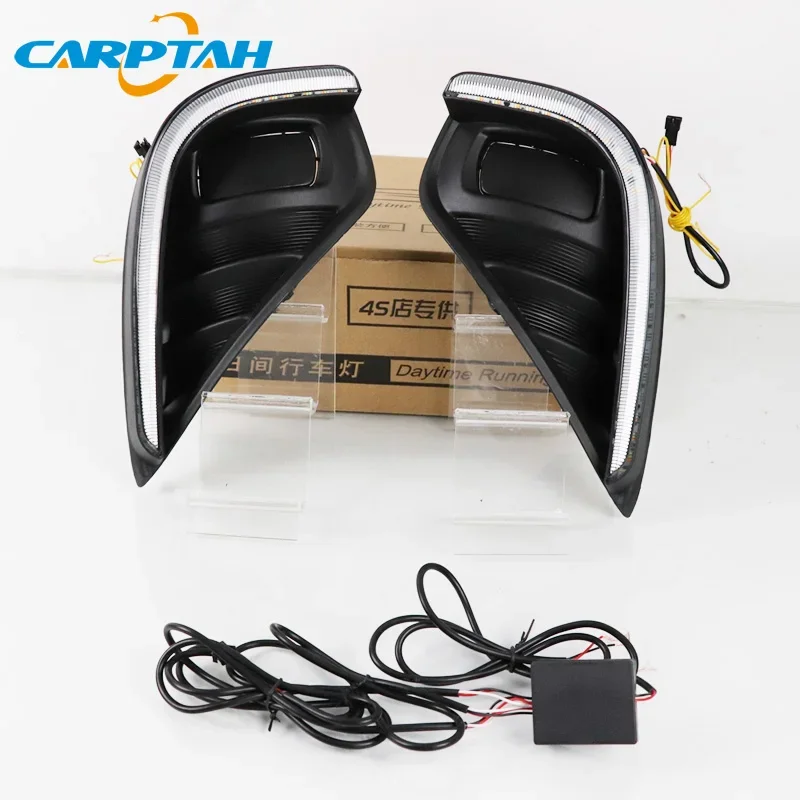 

Car LED DRL 12V Daylights For Toyota Highlander 2020 2021 Yellow Turn Signal Daytime Running Light Car Foglamp