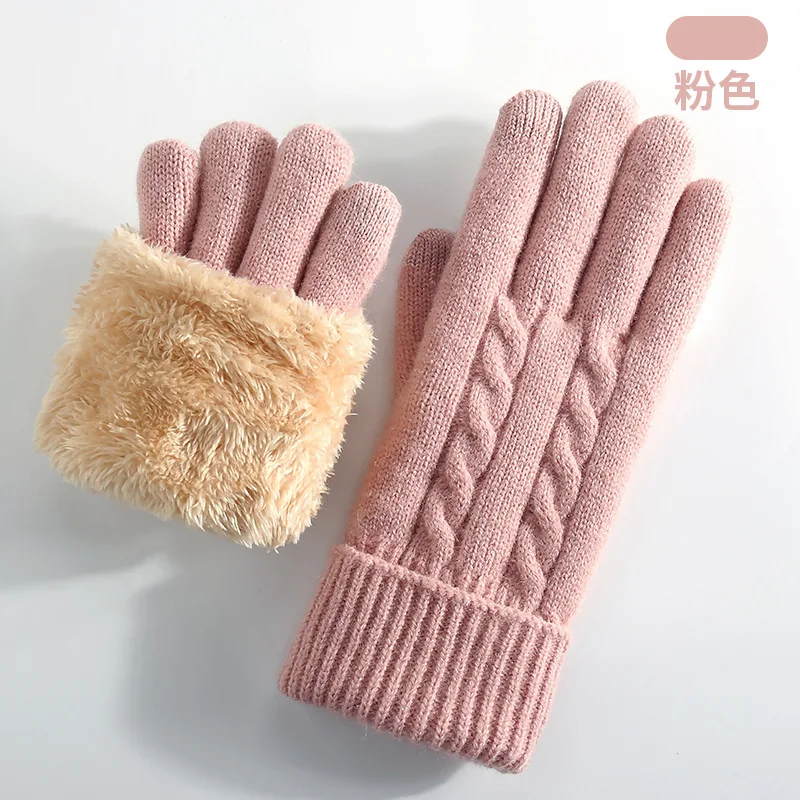 厚手のプラッシュ素材の耐寒手袋-ストレッチフィット-防水-タッチスクリーン対応-サイクリング-ランニング-冬-日常の移動-お出かけに
