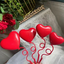 4pcs/lot Color Plastic Foldable Heart Love Balloon Cake Toppers Birthday Dessert Cake Decoration Cupcake Flag Wedding Love Gift