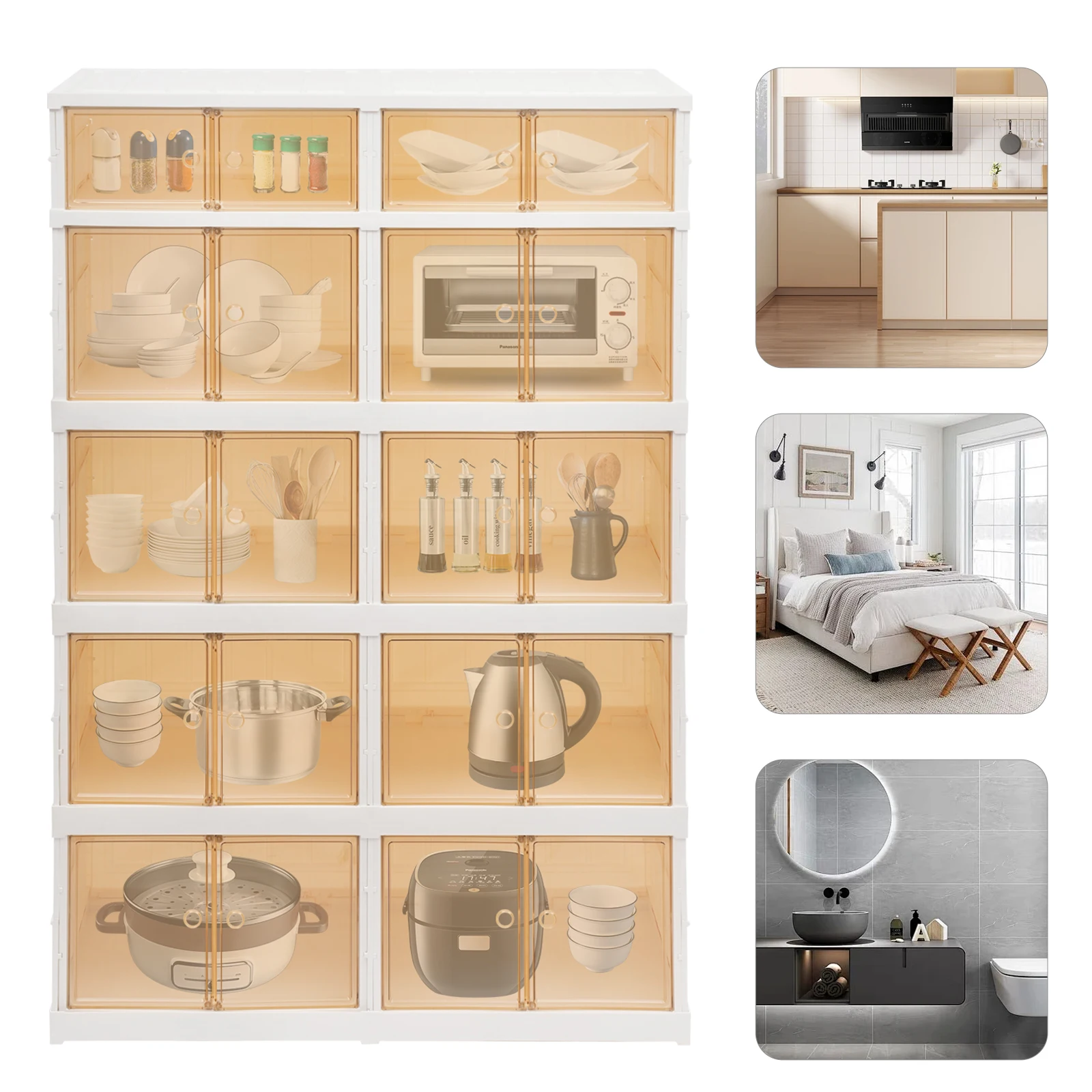 

5 Tier Storage Cabinet Standing Kitchen Shelf with 4 Wheels Multi-use for a Bedroom, Study, Playroom, Entryway, Living Room, etc