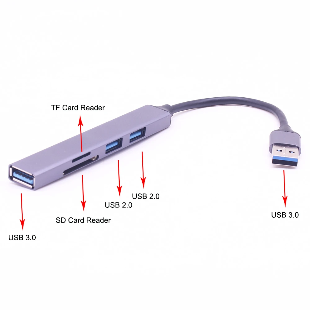 USB-Hub Hochgeschwindigkeits-USB 3.0 Hub-Splitter-Kartenleser Multi port mit SD-TF-Ports für MacBook-Computer zubehör Typ C.