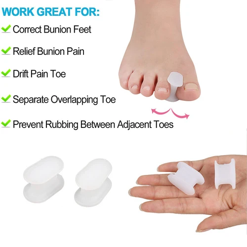 Imagen 2 del producto Pexmen 2/4/10 Uds separador de dedos de Gel Corrector de juanete Hallux Valgus alisador Protector de dedos de silicona suave espaciador herramienta para el cuidado de los pies