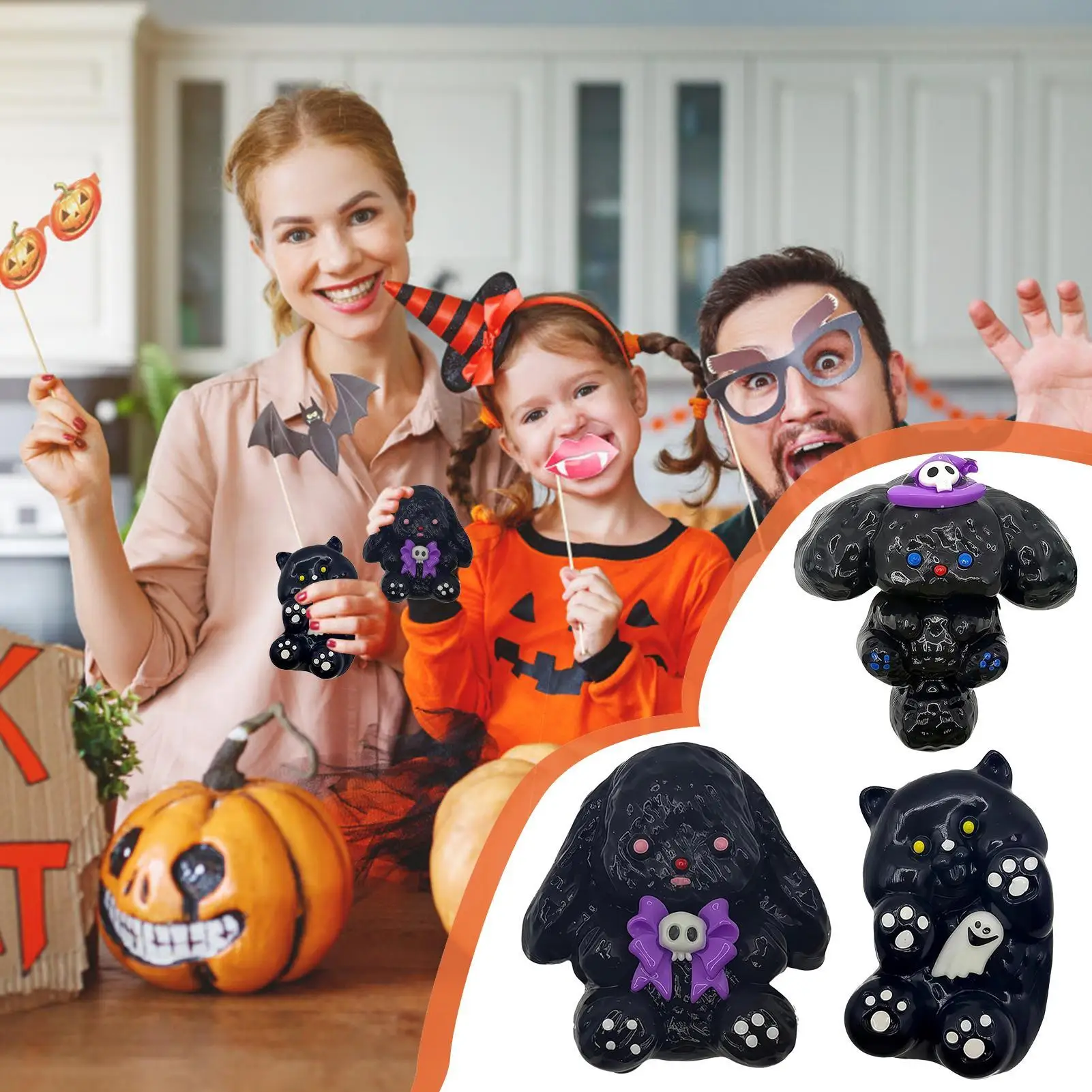 Pelota antiestrés con reducción de estrés para apretar, viñetas de animales, juguetes sensoriales suaves para Halloween, para el aburrimiento, escritorio para el lugar de trabajo, niño y niña