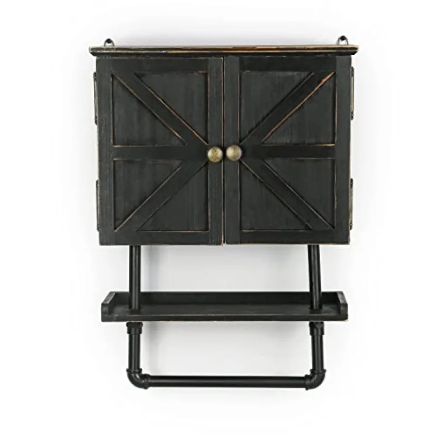 

23.1x16.9'' Above toilet storage cabinet Bathroom Cabinet with Adjustable wall Shelf and Towel Bar Double Doors Medicine Cabine