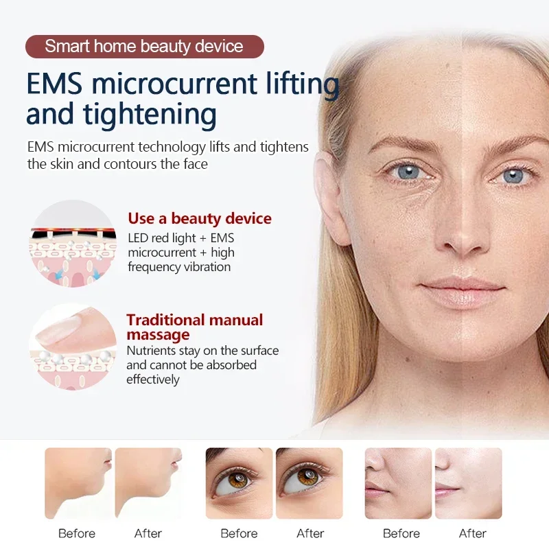 EMS Microcurrent Scraping Massage Facial Slimming Lifting Body Scraping Heating Vibration Red Light Therapy Neck Eye Massage