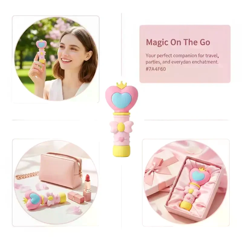 1Pcs Mini 5ml Heart Shaped Magic Wand Atomizer Portable Spray Bottle Mini Makeup Water Spray Travel Essential Cute Sub-bottling