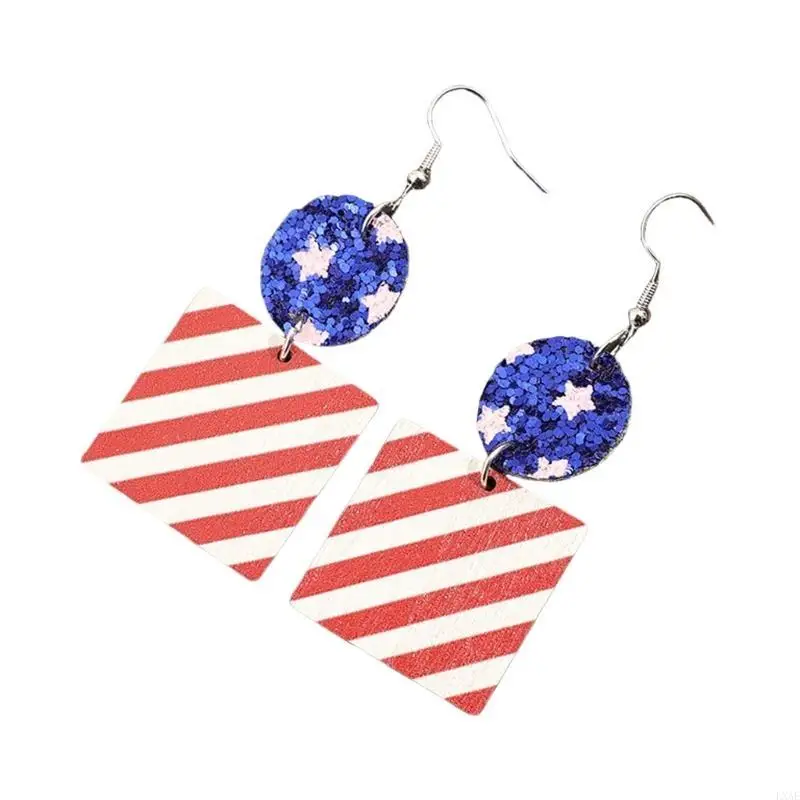  Unique Multilayer Print Earrings Showcasing American Pride Casual Wear