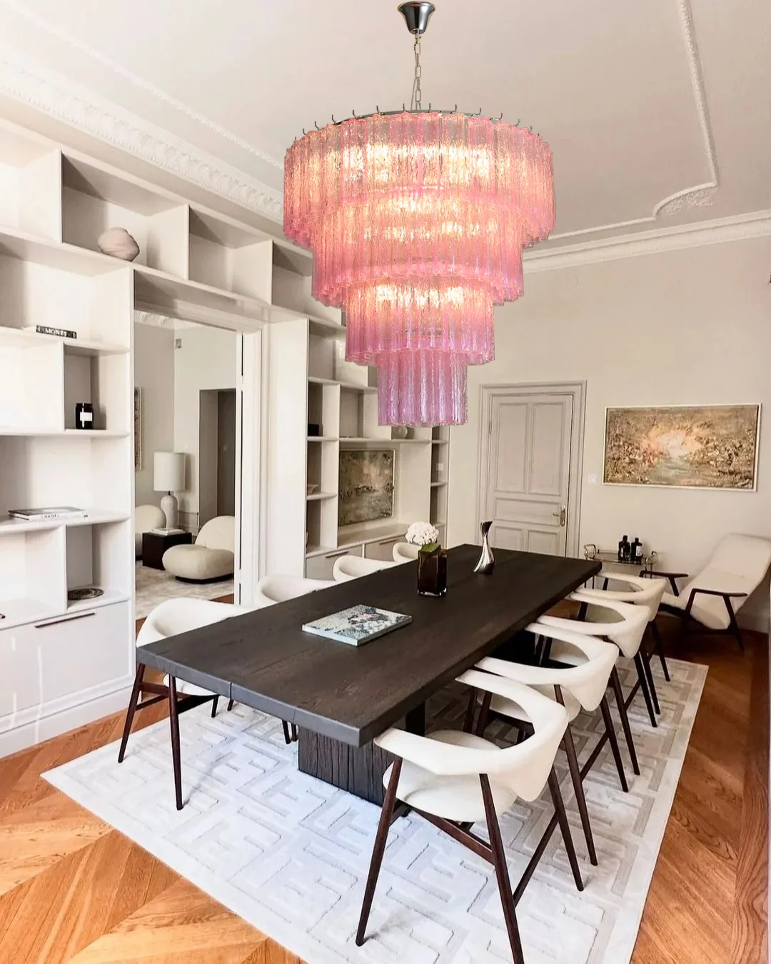 Italy Classical Beauty Pink Glass Ceiling Pendant Lights Unique Home Decor Hanging Led Dimmable Main