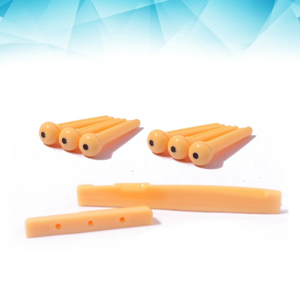 

Acoustic Guitar Kit Black Replacement Parts Saddle Nut Bridge Pins Sturdy Standard Size Portable For Guitarists Guitar