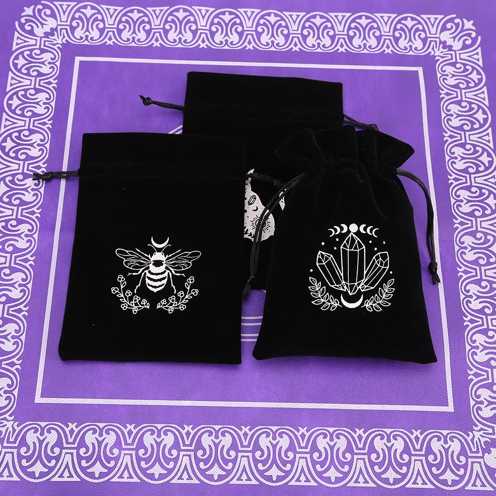 1 Stück 13 x 18 cm schwarzer Samt Tarot Tasche Oracle Karten Lagerung Runen Konstellation Hexe Wahrsagerei Zubehör Schmuck Würfelbeutel – Detail 4