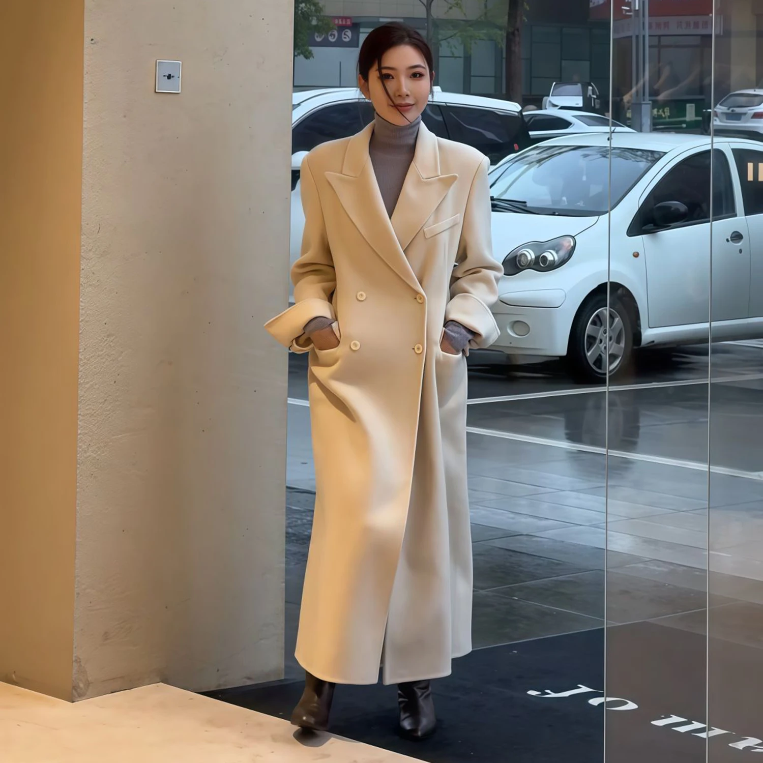 Allingentle Long Woolen Coat Women's Suit Blazer Luxury Women Long Jacket for Wedding Cocktail Party Outfits Customize