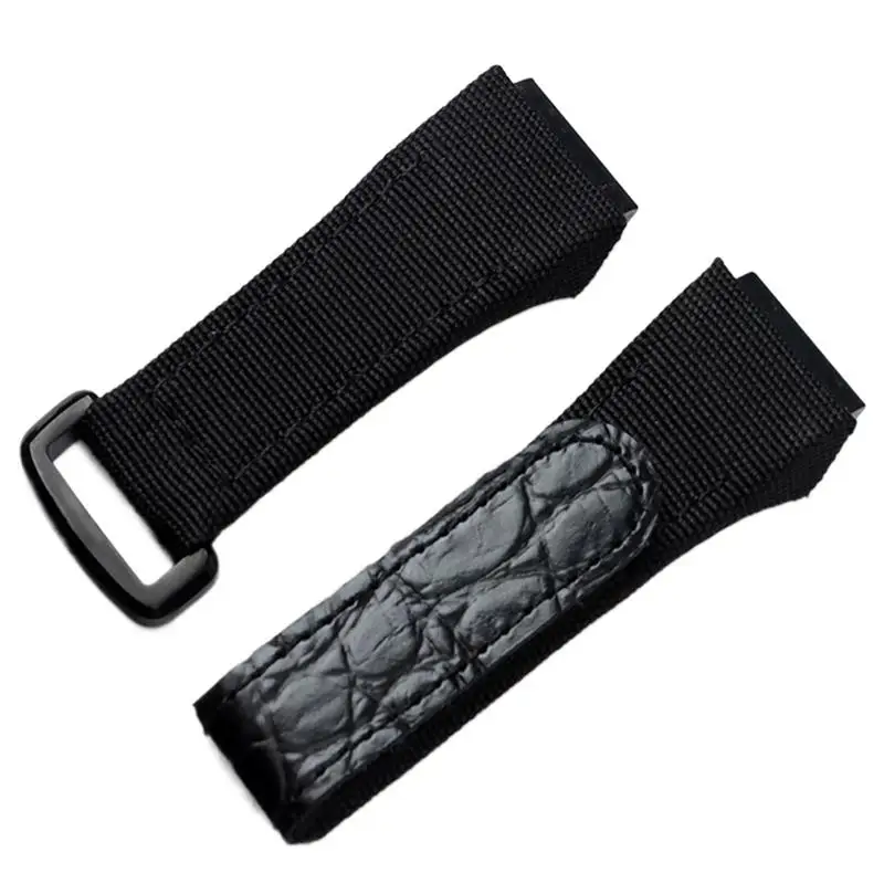 TINTAG 25mm Men Nylon Fabric With Leather Watchband For Richard Watch Mille Strap Band Bracelet Buckle For Spring Bar Version