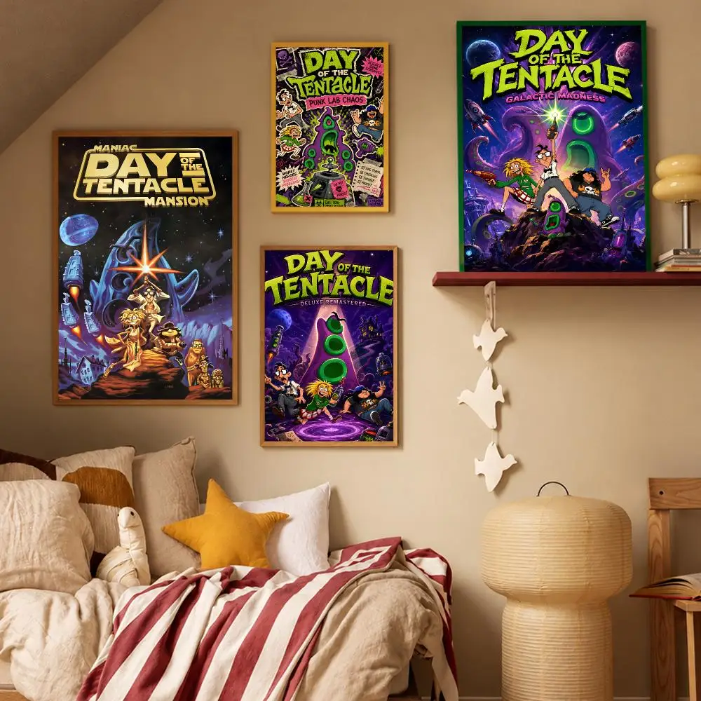 Game Action Day of the Tentacle Poster HD Waterproof Wall Art Posters Self Adhesive Bedroom Living Room Home Decor Gift