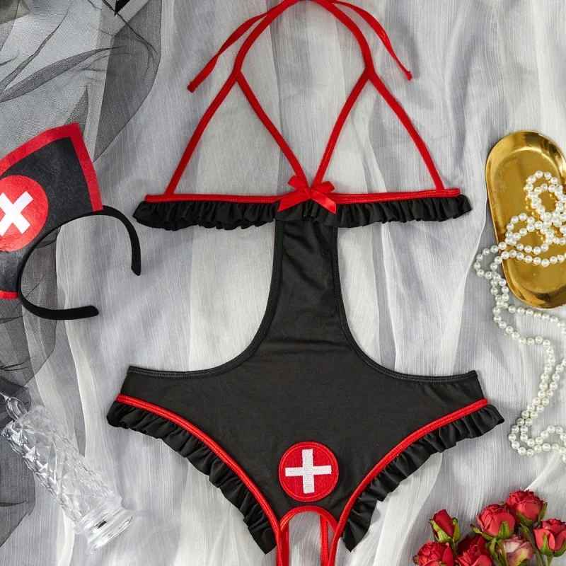 

Sexy Cutout One Bikini-Piece Bra Role-Playing Costume Sexy Lingerie Suit Women