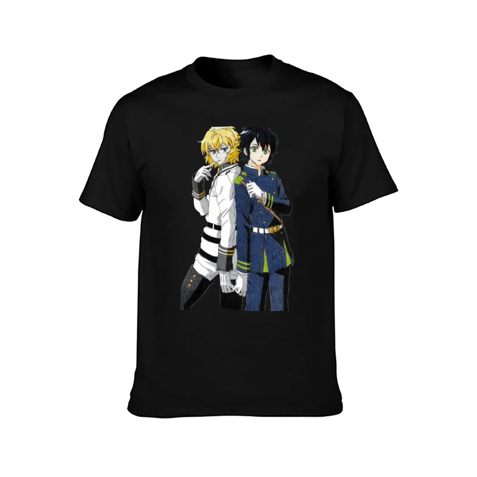 Mika and Yuu - Owari no seraph T-Shirt Classic Print Short Sleeve Shirt T-Shirt