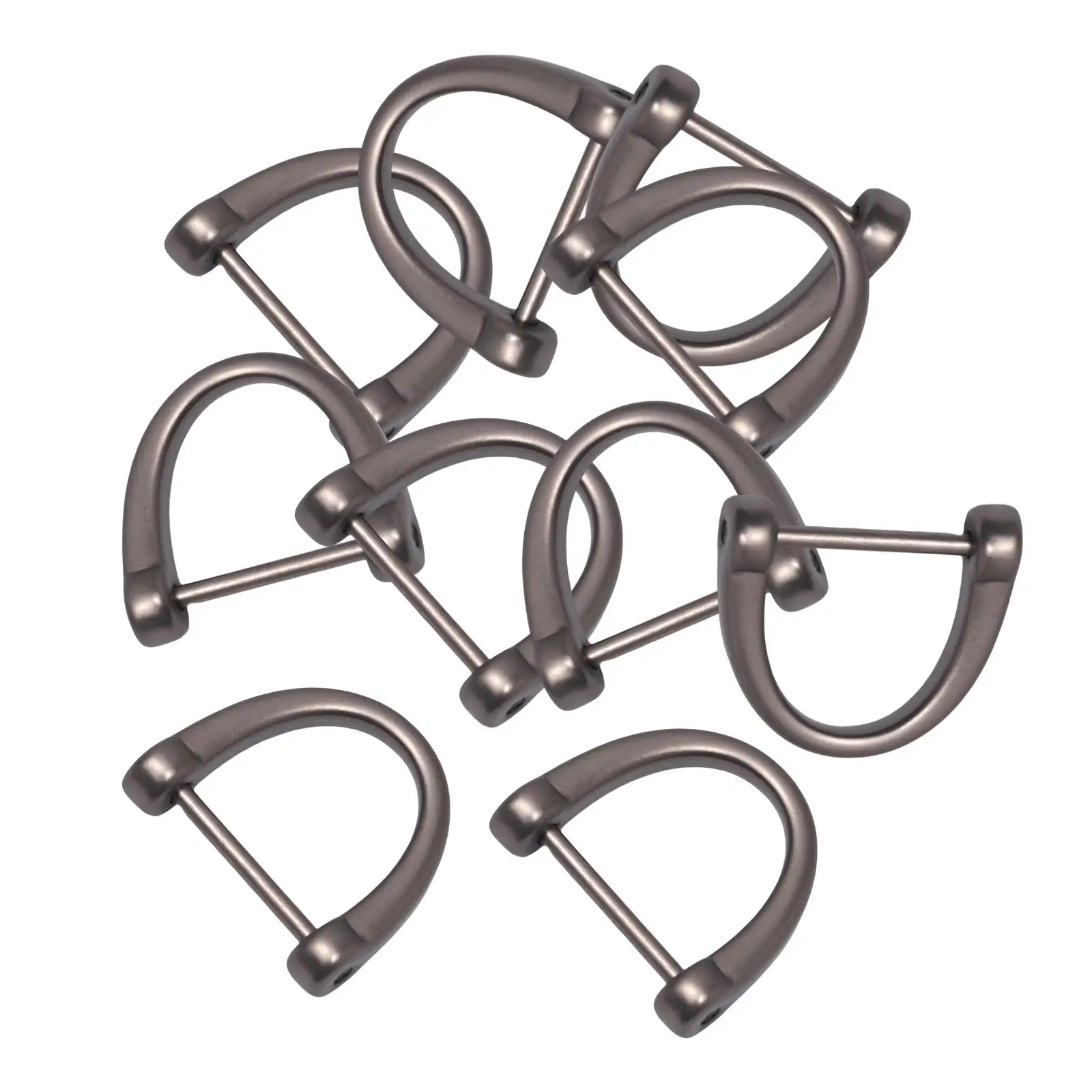 10x Buckles D Rings Key Chian Hoop Locking Zinc Alloy Handmade Screw in Shackle D Rings for DIY Leather Straps Replace