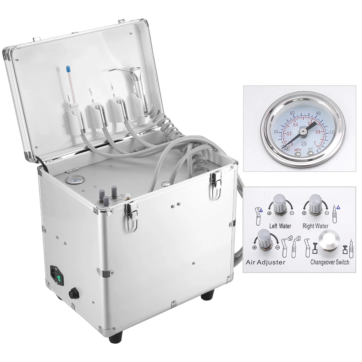 AZDENT Enhanced Portable Dental Turbine Unit with Air Compressor Suction Triplex Syringe Dental Surgery Turbine Units Dentistry