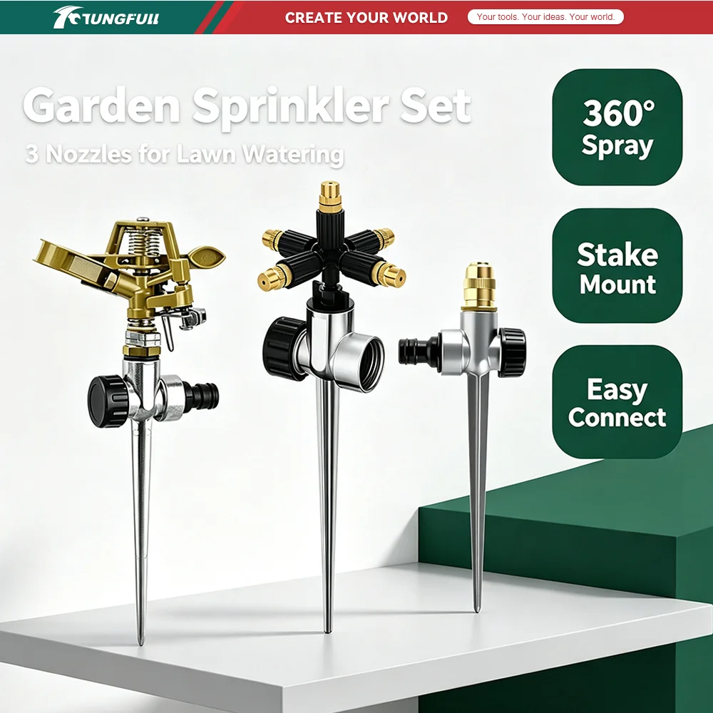 360° Rotating Garden Sprinkler Automatic Irrigation System Adjustable Water Sprayer for Lawn Farm Greenhouse Agricultural Water
