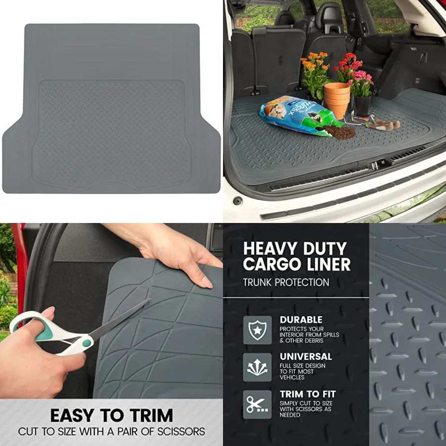 

Heavy Duty Rubber Cargo Mat Liner - All-Weather Trunk Protection, Trim-to-Fit Design for Cars, SUVs, Vans & Trucks - Non-Slip, Waterproof, Durable Cargo Floor Liner - 46" x 56.75" x 0.25" - Gray