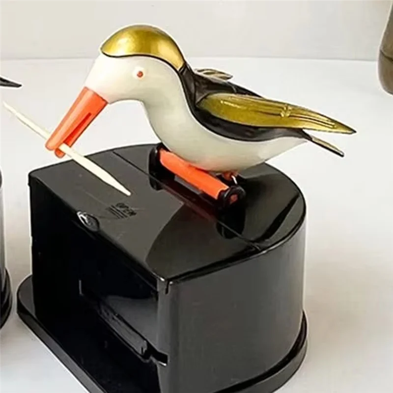 

ABVA-Cartoon Hummingbird Toothpick Container Automatic Toothpick Dispenser Holder Box Home Decoration Kitchen Accessories