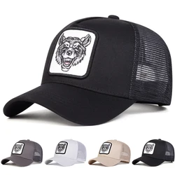 Unisex Wolf Embroidery Baseball Net Caps Spring and Summer Outdoor Adjustable Casual Hats Sunscreen Hat