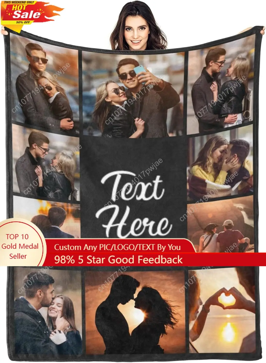 

Custom Blanket with Picture Text Customized Throw Personalized, Customizable, Photo Blankets Customize Gifts for Mom, Dad, Coupl