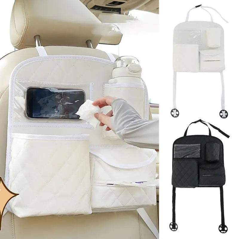 Organizador de asiento trasero para coche, bolsa de almacenamiento multifunción para asiento trasero, diseño de hebilla, herramienta de almacenamiento de vehículos para bebidas, aperitivos, papel