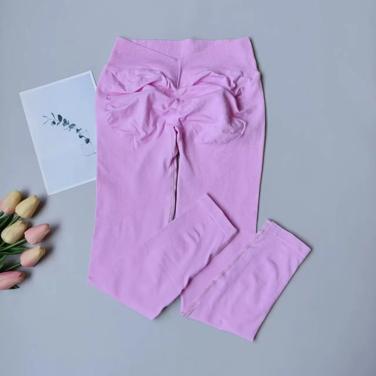 Peach Butt Fitness-Lauf-Sporttights, nahtlos, hüfthebend, hochtailliert, bauchkontrollierend, elastische Yoga-Leggings, Peach-Hosen – Detail 9