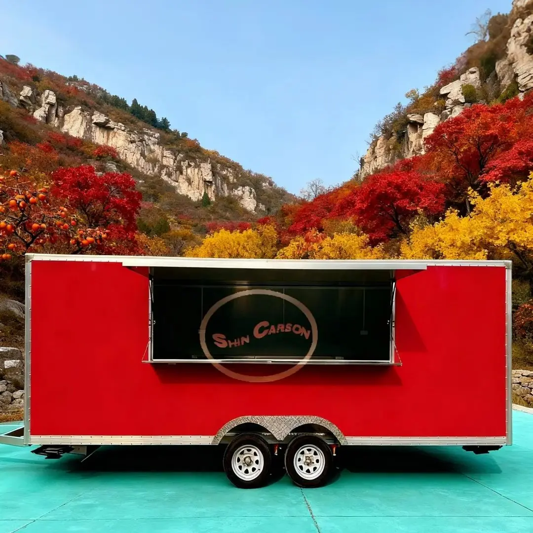 

Internet-Famous Hot-Selling Mobile Food Trailer Commercial Truck Towing Snack Cart for Hamburger Pizza Icy Tofu Dessert Outdoor