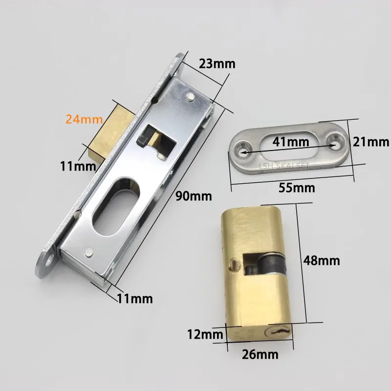 Serrures de porte et fenêtre en alliage d'aluminium, 1 pièce, serrures de porte encadrées, serrures 
