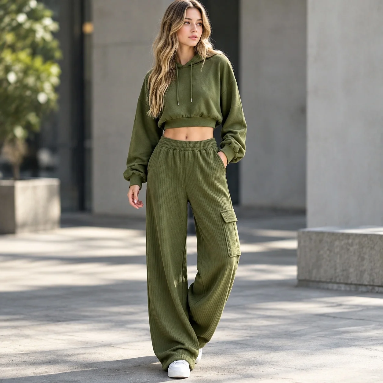 High Waist Pants Drawstring Workwear with Medium Stretch Elegant Workwear Regular Thickness Relaxed Fit Full Length Women Pants