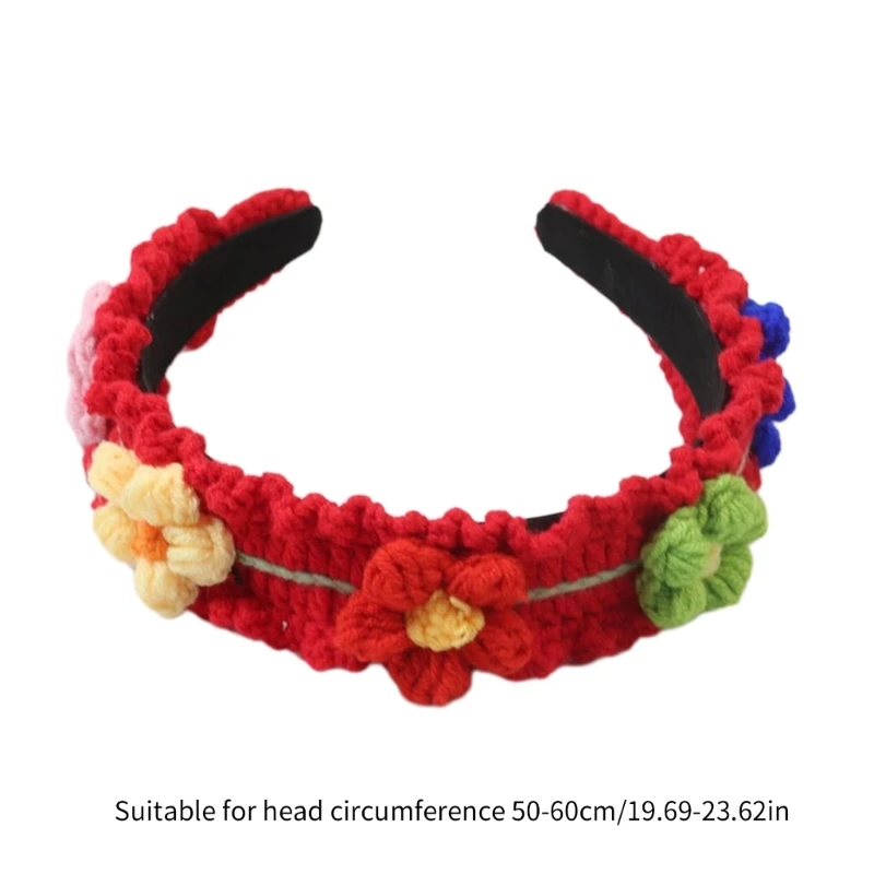 หญิงโครเชต์Headbands Elegantดอกไม้Headwearวงผมกว้างอุปกรณ์เสริมElegantฤดูใบไม้ผลิผมวันเกิดParty