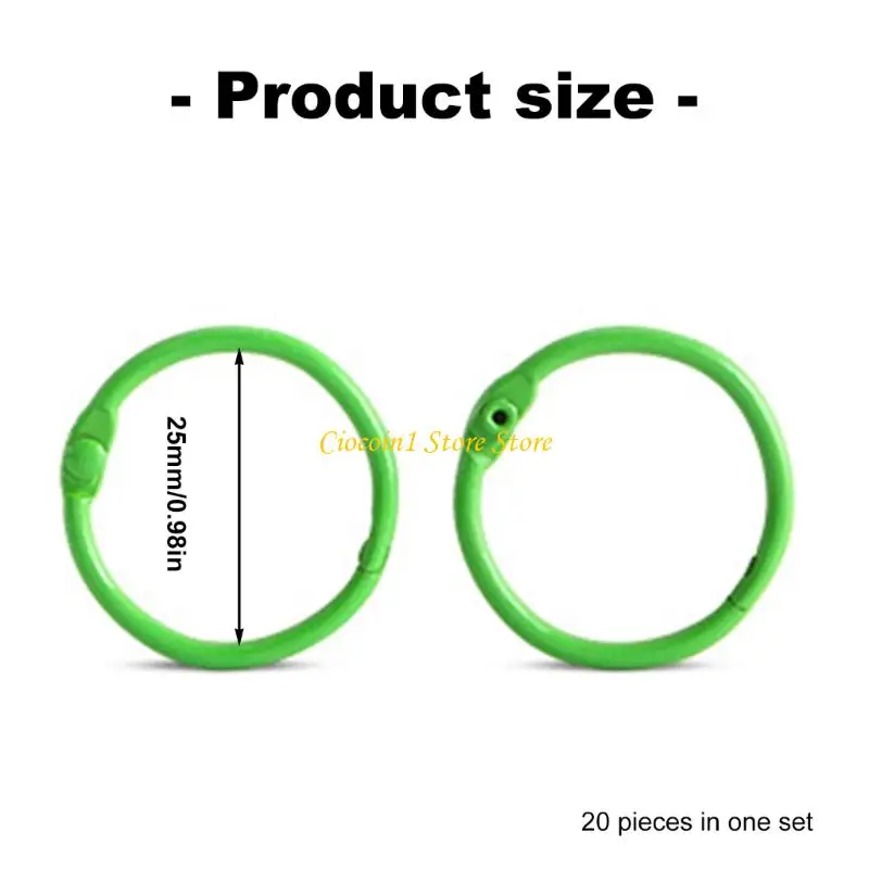 A3PC 20 Pcs Metal Loose Rings 25mm Bookbinding Rings Fácil usar para Notebooks