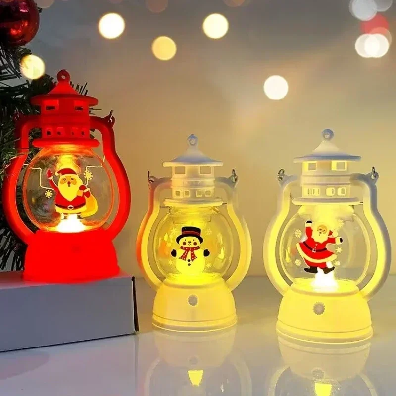 Lampu malam LED Mini, ornamen meja Natal lampu minyak portabel Festival pesta Natal dekorasi alat peraga cahaya kuda bersinar