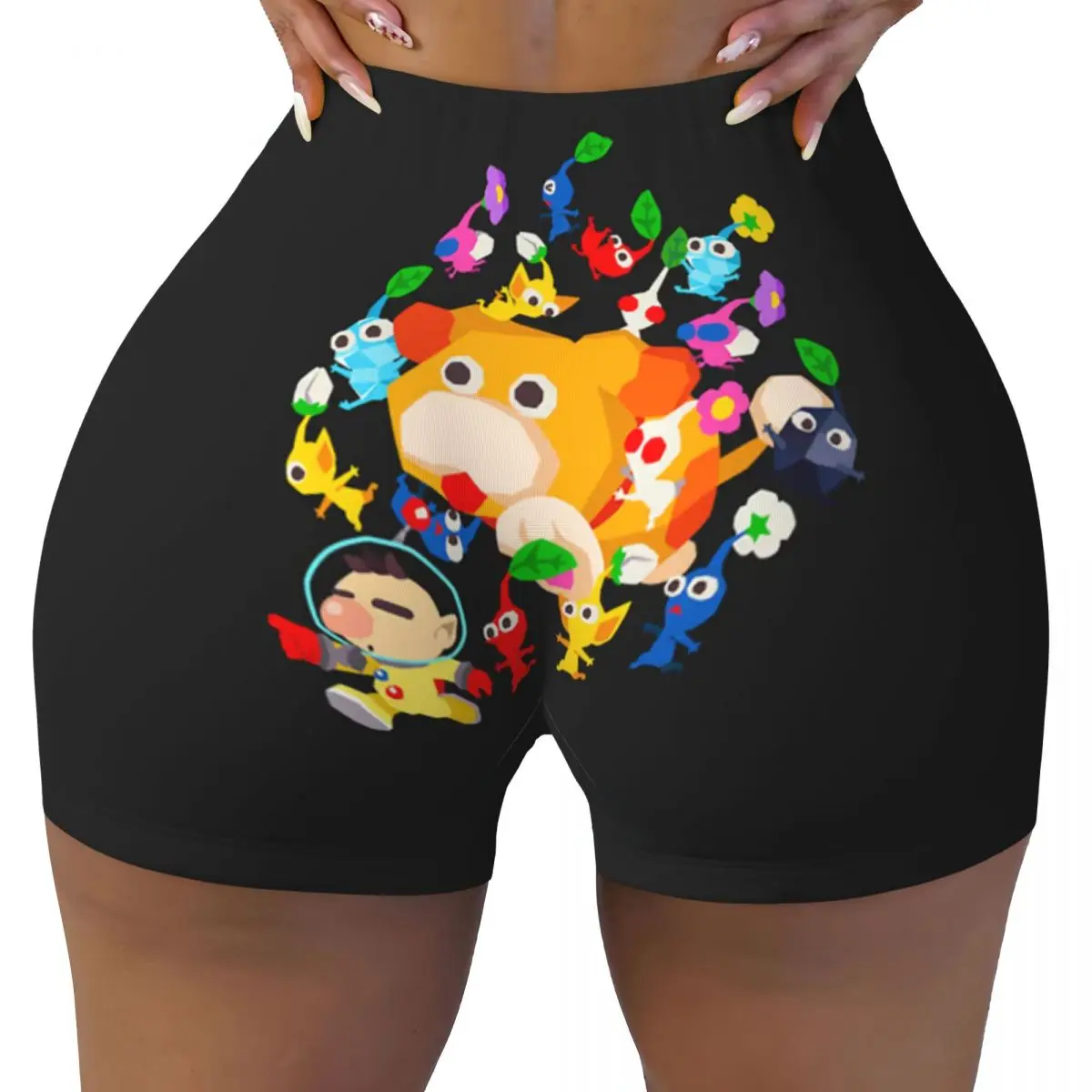 Custom Game Pikmin 4 Print Cartoon Gym Volleyball Biker Shorts for Women Workout Yoga Shorts