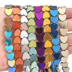 Natural Stone Beads Light Multicolor Plating Hematite Love Heart Shape Loose Beads For DIY Jewelry Bracelet Making 4/6/8/10mm