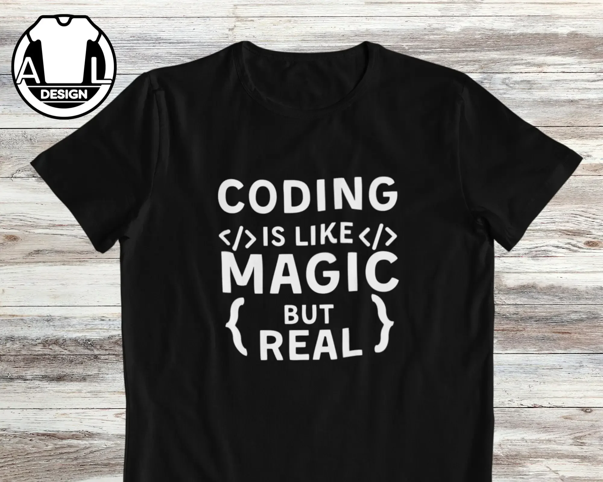 La codificación es como el regalo mágico divertido de la tecnología del codificador del programador de la camisa de la computadora para el desarrollador T