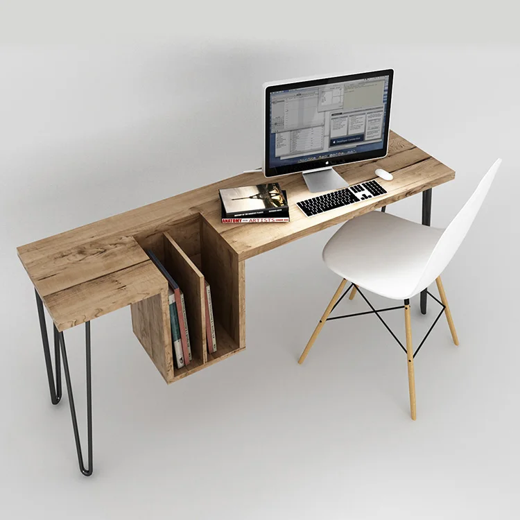 

Nordic wrought iron solid wood desk simple computer desktop table home desk writing desk