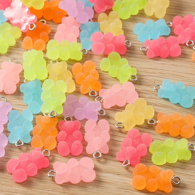 Tusember 20 Stück Niedliche Bonbonfarbene Harz-Gummibärchen-Anhänger für Schmuckherstellung Ohrringe Halskette Armband DIY Basteln – Detail 3