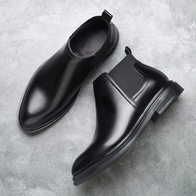 

Men's Chelsea Boots Luxury Brand Leather Boots Fashion Casual High-top Boots for Men Pointed Business Boot Slip-On Ankle Botas