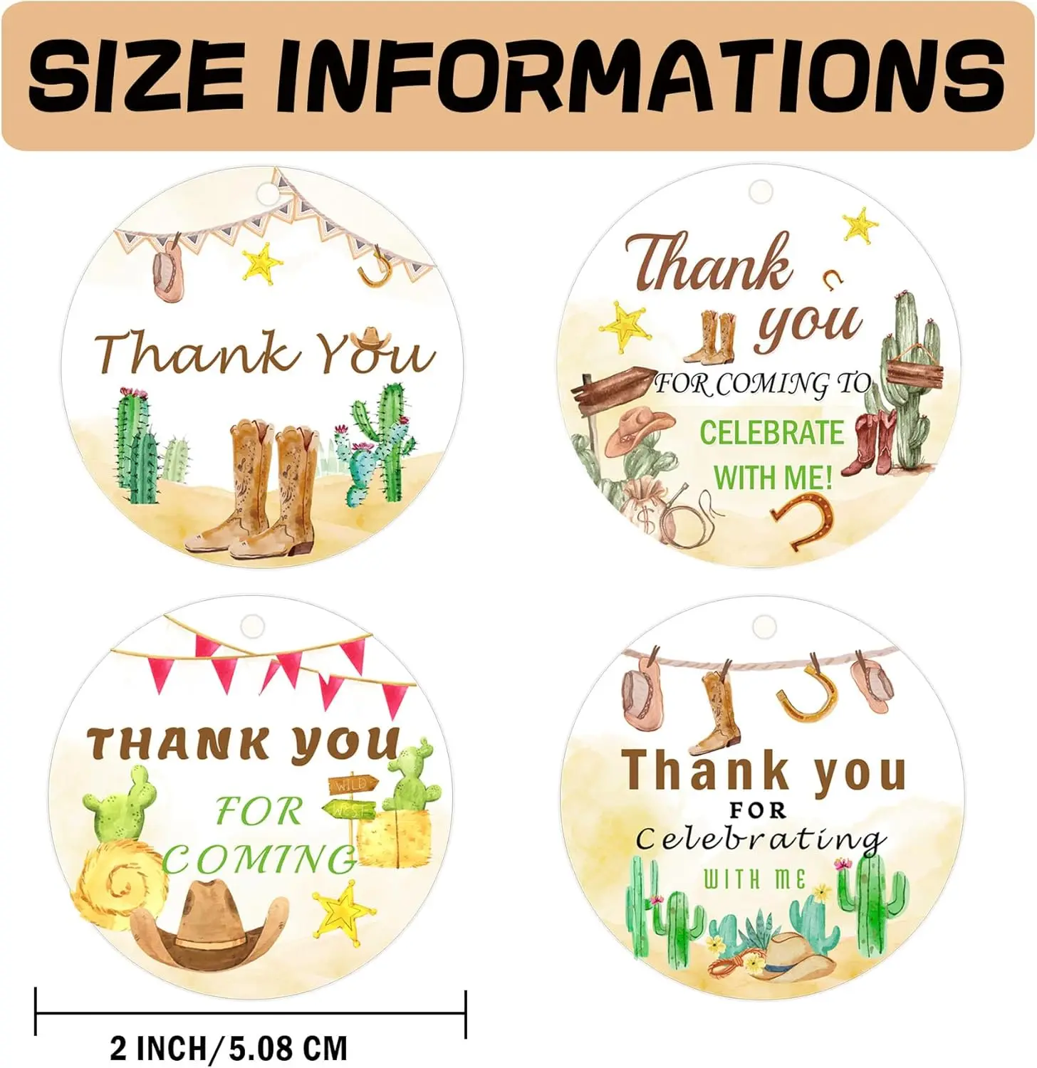 100 قطعة شكرًا لك على البطاقات القادمة مرحبًا بكم في بطاقة الهدايا المفضلة لحفلة الغرب المتوحشة لتغليف الأعمال الصغيرة #2