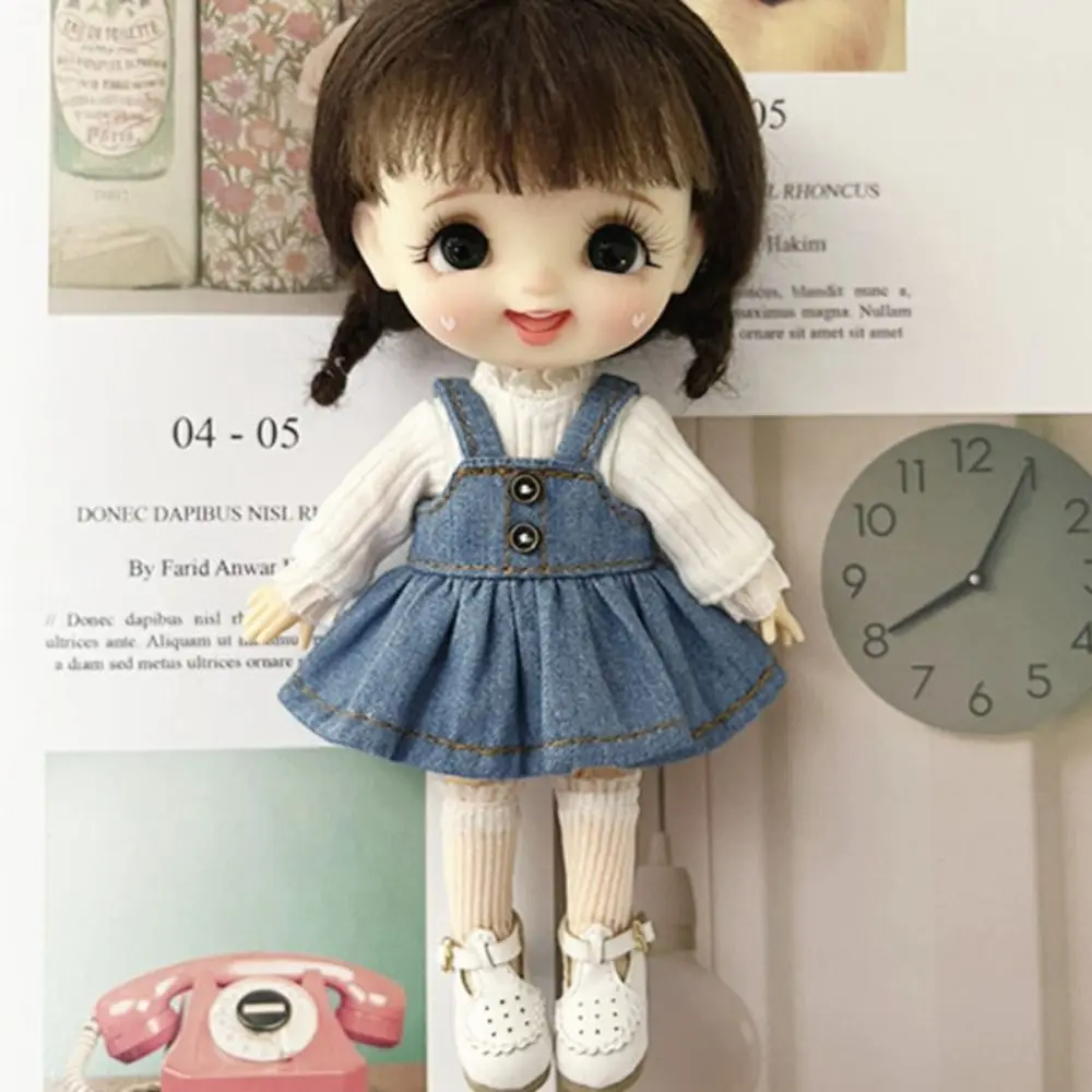 

Cute Bjd As Kids Gift Doll Accessories Children Toys Strap Pants Doll Jeans for Doll Sweater OB11 Doll Clothes Doll Dress