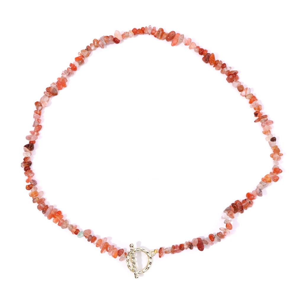 Red Chip Stone Choker Irregular Natural Carnelian Agates Coral Quartzs Gem Necklace Reiki Bohemian Jewelry Gift For Women Men