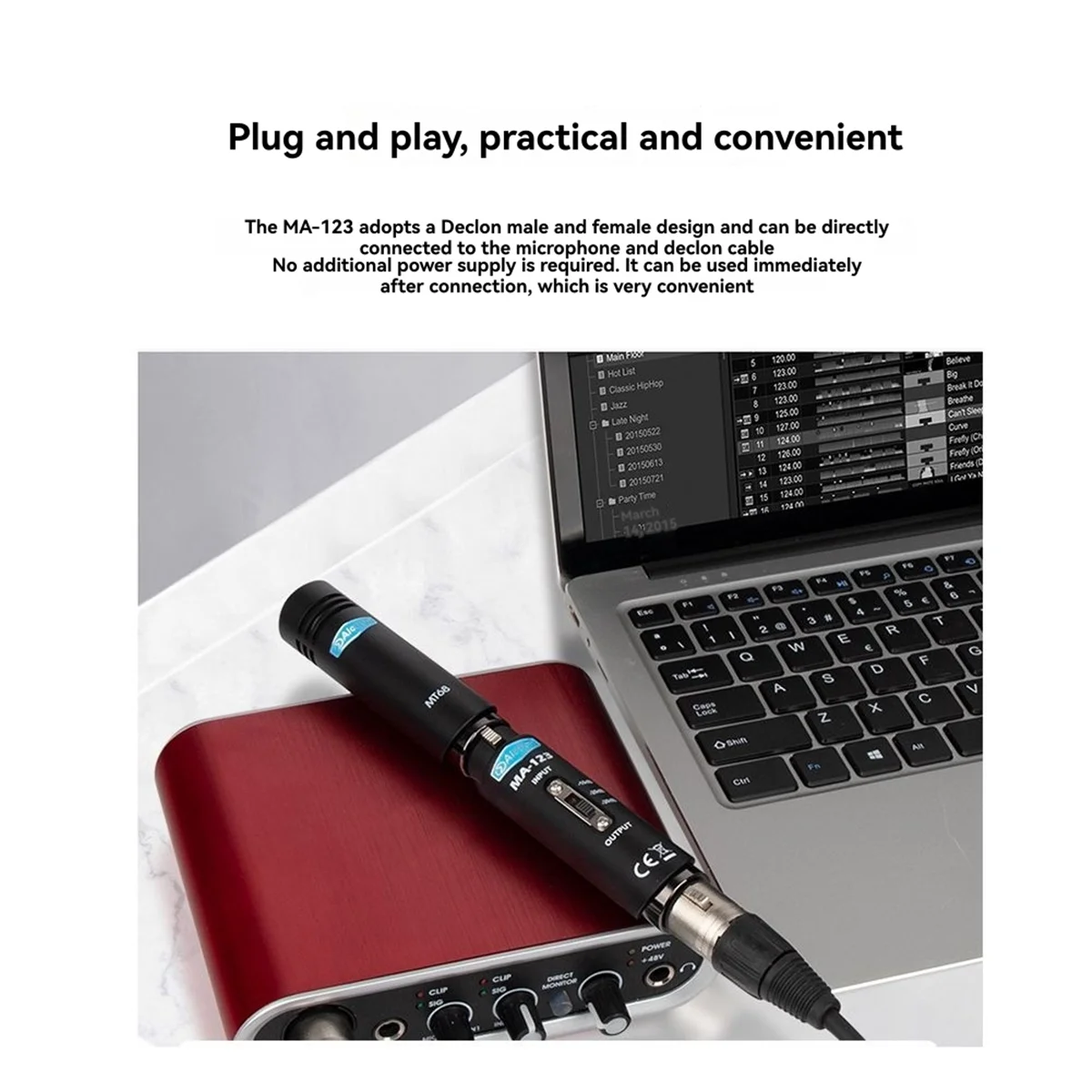 T35C MA-123 ميكروفون إشارة المخفف Mic مكبر للصوت 3-Pin XLR موصل 3-Level قابل للتعديل