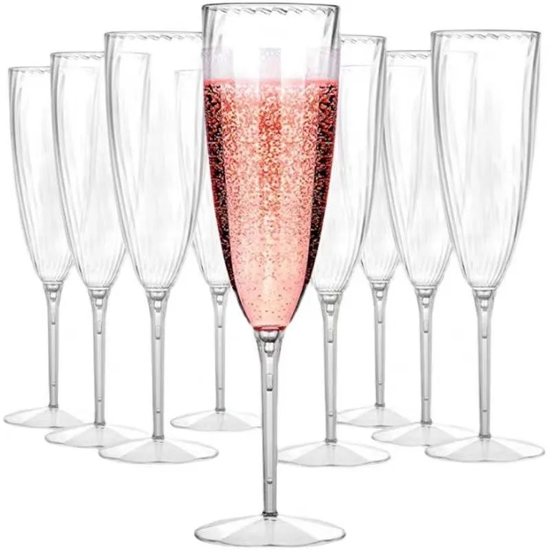 

16pcs 210ml Disposable Cups Sparkling Champagne Bar Cups Plastic Champagne Flutes Clear Toasting Glasses for Weddings Party