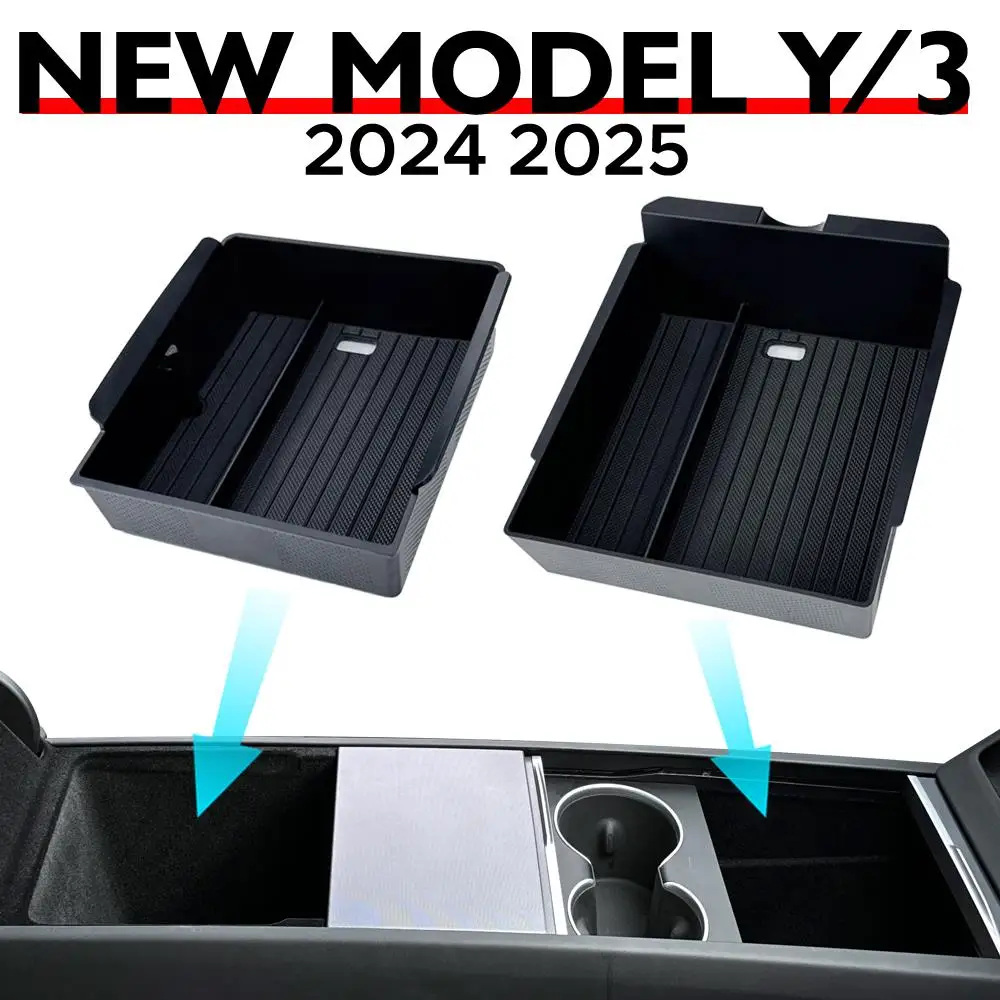 

Center Console Eyeglasses Storage Box Armrest Box For Tesla Model Y Launch Juniper 2026 2025 Model 3 Highland 2024 Silicone Pad